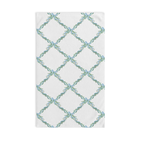 Hand Towel Bow Lattice Pattern Blue