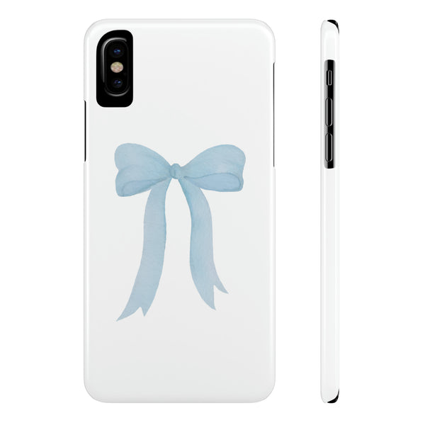 Blue Bow Phone Case, Coquette , loveshackfancy inspired, preppy print Phone Case Slim and Sleek, all iPhone 15 14 Plus Pro Max 13