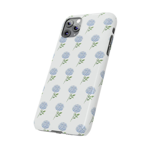 Hydrangea pattern, blue hydrangea preppy summer Phone Case Slim and Sleek, Preppy and Classic, Impact Resistant Shell