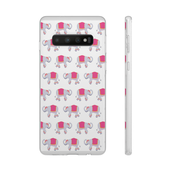 Flexible Phone Case - Preppy Chinoiserie Elephant Pattern  iphone Samsung clear access to all ports and functions