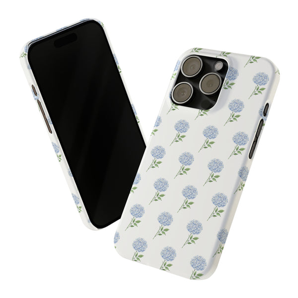 Hydrangea pattern, blue hydrangea preppy summer Phone Case Slim and Sleek, Preppy and Classic, Impact Resistant Shell