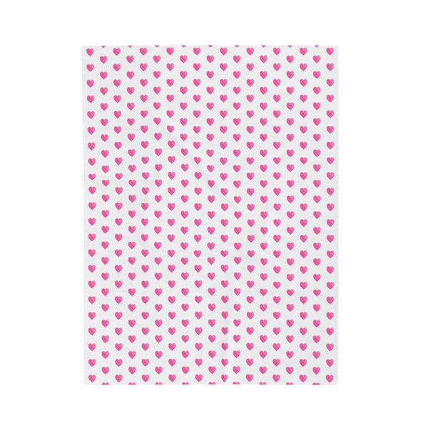 Blanket, Preppy Watercolor Hearts Hot Pink, Three Sizes