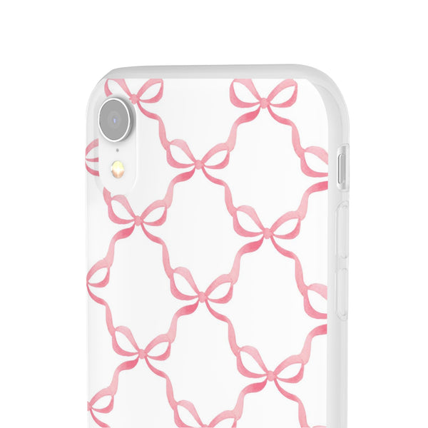 Flexible Phone Case - Preppy Chinoiserie Watercolor Bows iphone Samsung clear access to all ports and functions