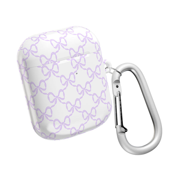 Purple Bow Pattern AirPod Case, , Gift for Her, Cute Accessories, preppy Flower Pattern AirPods Cover, Preppy Purple Bows