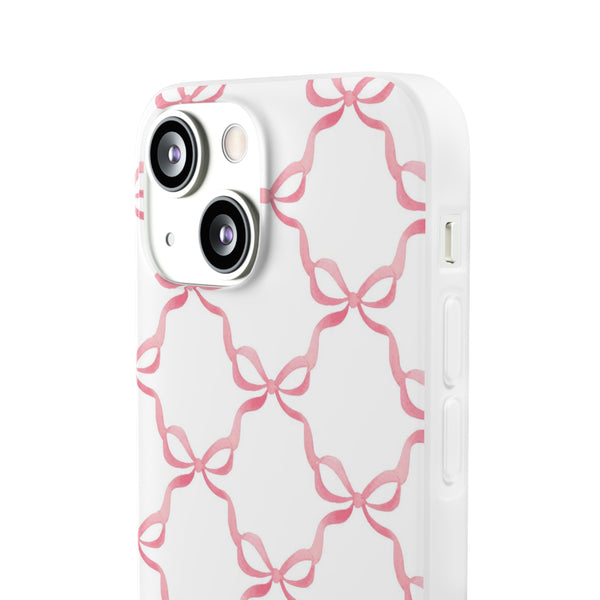 Flexible Phone Case - Preppy Chinoiserie Watercolor Bows iphone Samsung clear access to all ports and functions