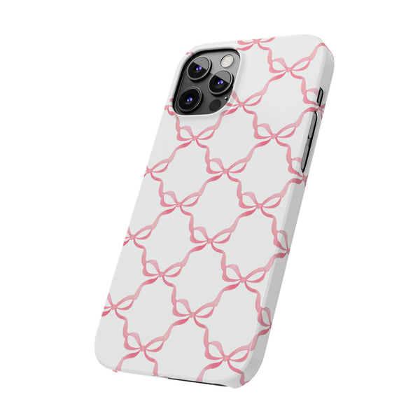 Bow Print, Coquette pink and white Phone Case