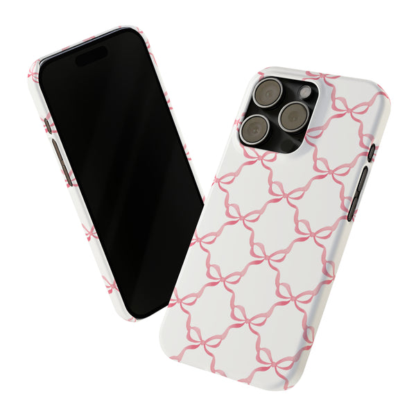 Bow Print, Coquette pink and white Phone Case