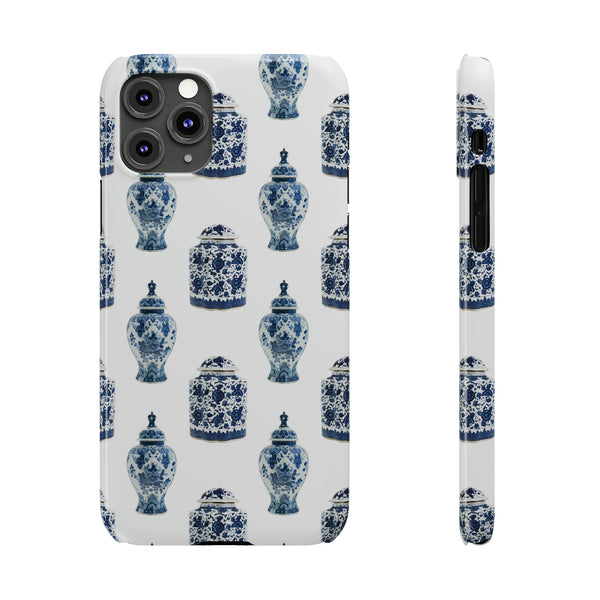 Chinoiserie Chic Toile Ginger Jar, Vase,  Phone Case in Blue and White Slim and Sleek, Preppy and Classic, Access to all Ports