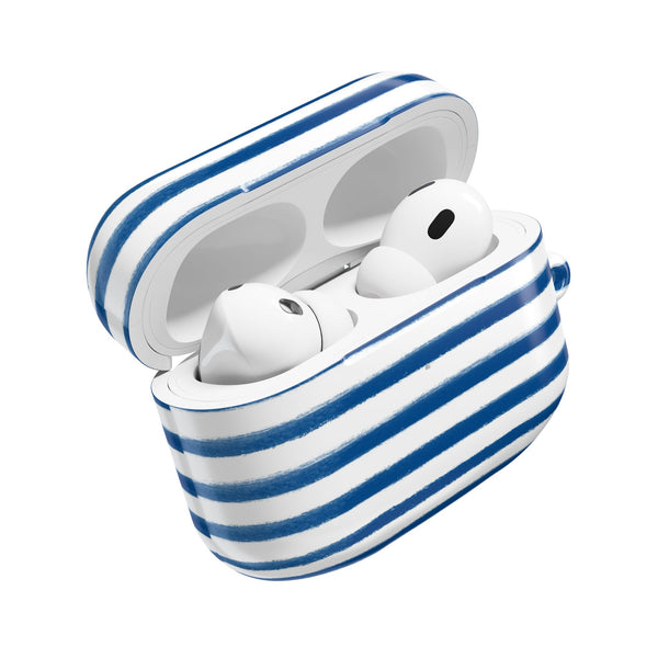 Preppy Navy and White Stripes Pattern AirPod Case, , Gift for Her, Cute Accessories, preppy Flower Pattern AirPods Cover, Grand Millennial
