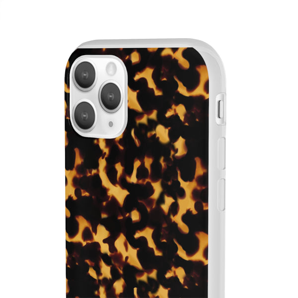Flexible Phone Case - Tortoise Print Chic Spots leopard in classic neutral phones iphone Samsung clear access to all ports and functions