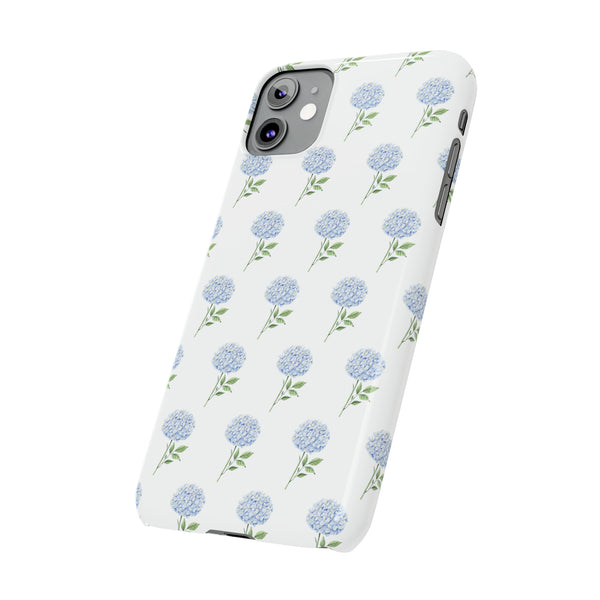 Hydrangea pattern, blue hydrangea preppy summer Phone Case Slim and Sleek, Preppy and Classic, Impact Resistant Shell