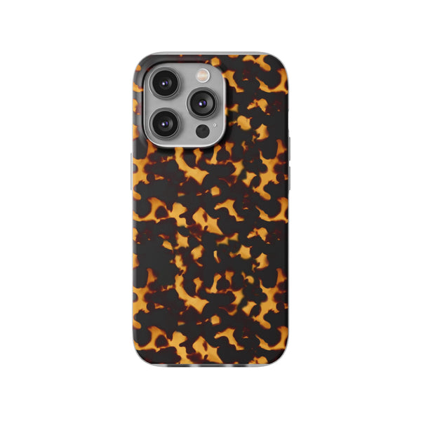 Flexible Phone Case - Tortoise Print Chic Spots leopard in classic neutral phones iphone Samsung clear access to all ports and functions
