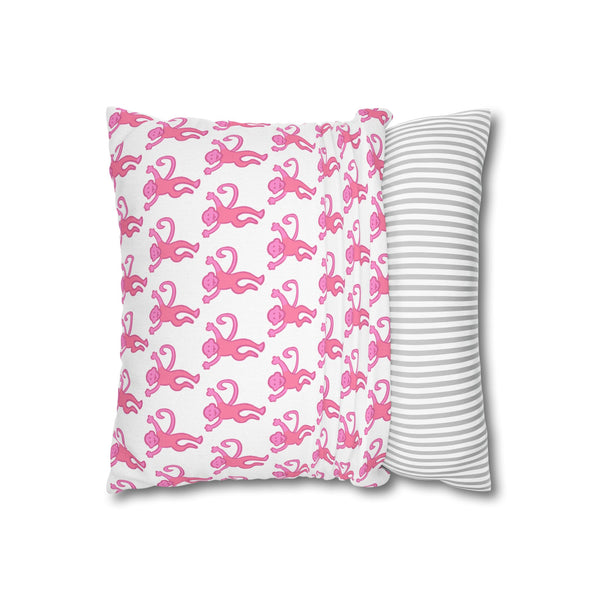 Preppy Monkey Pattern Hot Pink Pillow Cover with Zip Closure - Cover Only - Insert not included