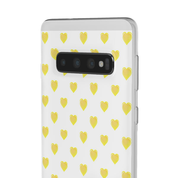 Flexible Phone Case - Yellow Hearts, Preppy iPhone case, Nantucket, Hamptons Inspired Samsung, Gift Present White Background, Clear Case