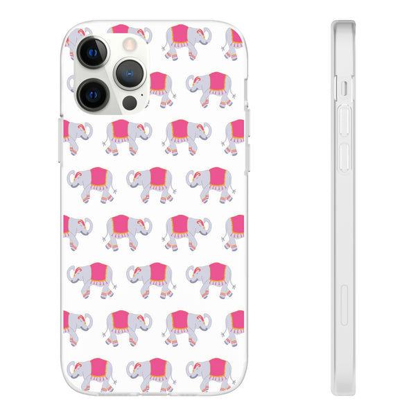 Flexible Phone Case - Preppy Chinoiserie Elephant Pattern  iphone Samsung clear access to all ports and functions