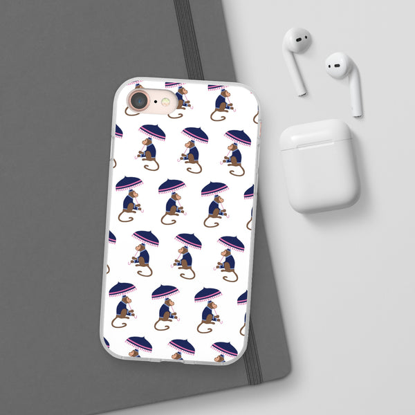 Flexible Phone Case - Preppy Chinoiserie Monkey Pattern  iphone Samsung clear access to all ports and functions