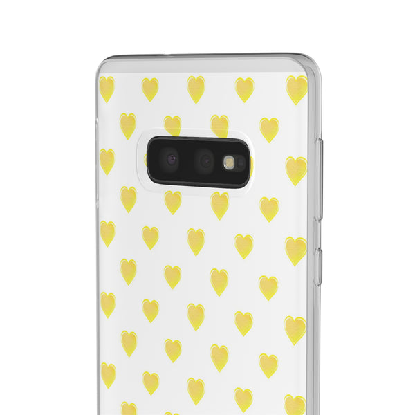 Flexible Phone Case - Yellow Hearts, Preppy iPhone case, Nantucket, Hamptons Inspired Samsung, Gift Present White Background, Clear Case