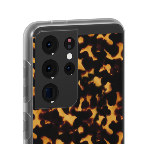 Flexible Phone Case - Tortoise Print Chic Spots leopard in classic neutral phones iphone Samsung clear access to all ports and functions