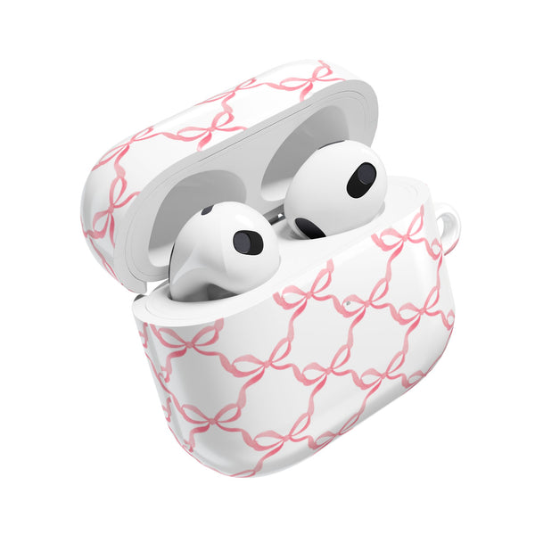 Pink Bow Pattern AirPod Case, , Gift for Her, Cute Accessories, preppy Flower Pattern AirPods Cover, Grand Millennial