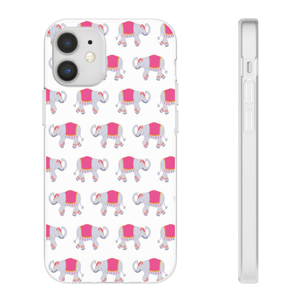 Flexible Phone Case - Preppy Chinoiserie Elephant Pattern  iphone Samsung clear access to all ports and functions