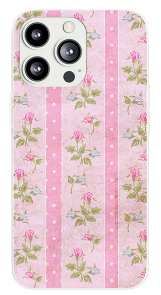 Phone Case -Preppy Pink Floral with Stripes