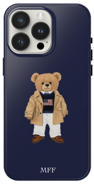 Phone Case - Preppy Bear Flag Sweater Navy