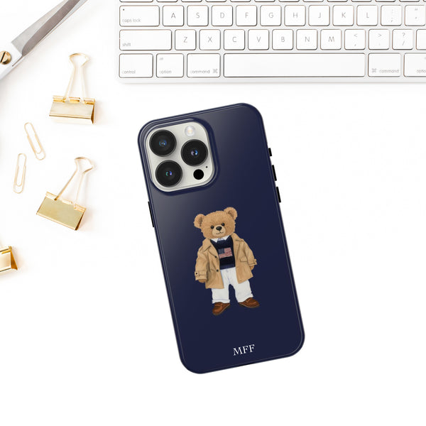 Phone Case - Preppy Bear Flag Sweater Navy