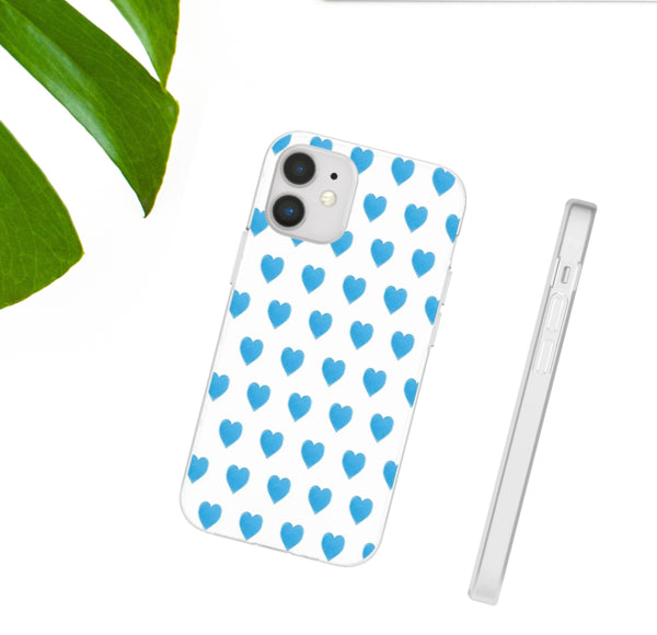 Preppy Hearts Phone Case, Blue and White, iPhone