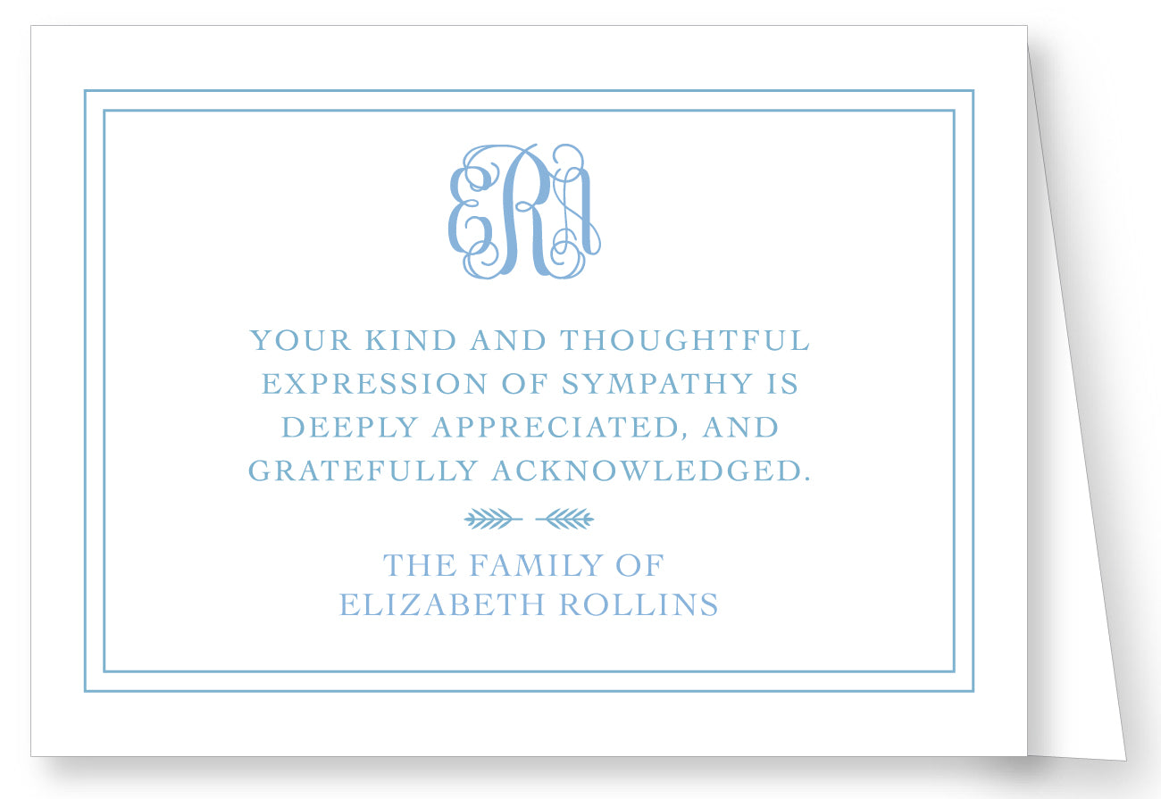 Sympathy Acknowlegement - Monogram Script Simple