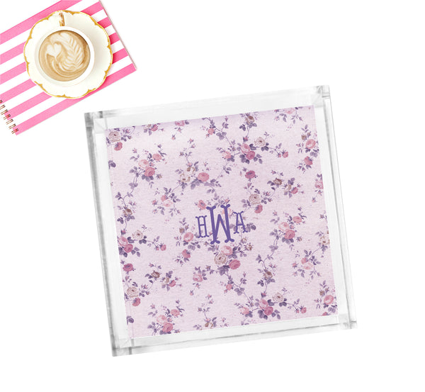 Lucite Tray - Preppy Loveshack inspired Floral Lavender