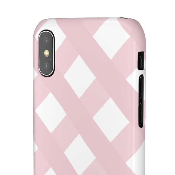 Gingham Blush + White Phone Case