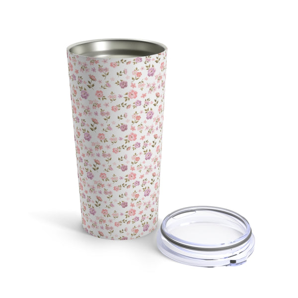 Preppy Disty Floral Tumbler in White Tumbler Drink stays cool 20oz Loveshackfancy Inspired