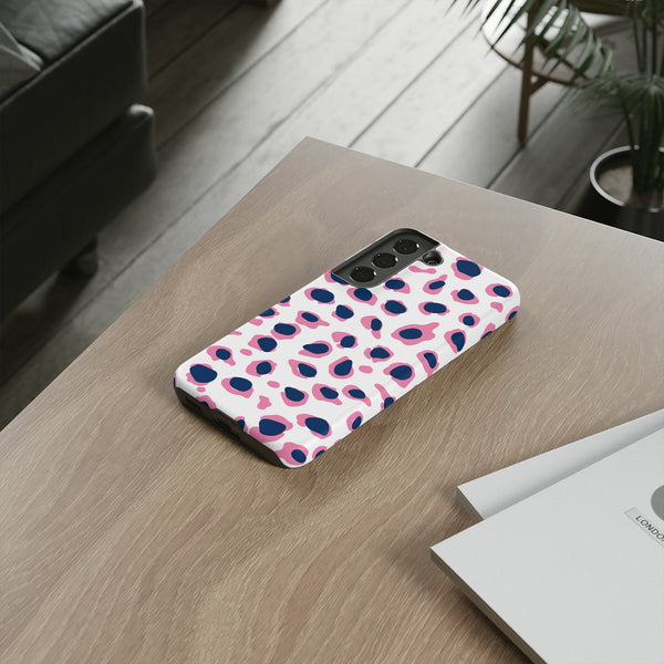 TOUGH Version Pretty Printing X Beautycounter Limited Edition Case Preppy Leopard Spots in Pink and Navy