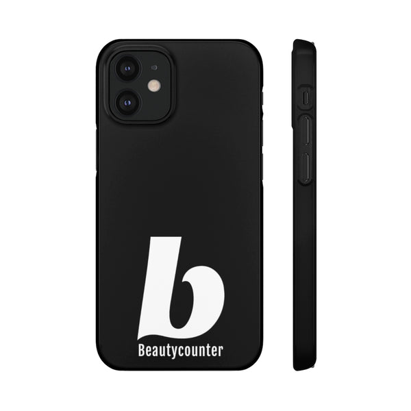 SLEEK Version Pretty Printing X Beautycounter Phone Case Black with White Logo
