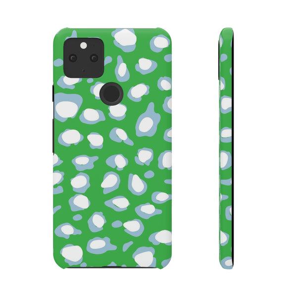 Preppy Leopard Kelly Green + Aqua Spots Protective Phone Case