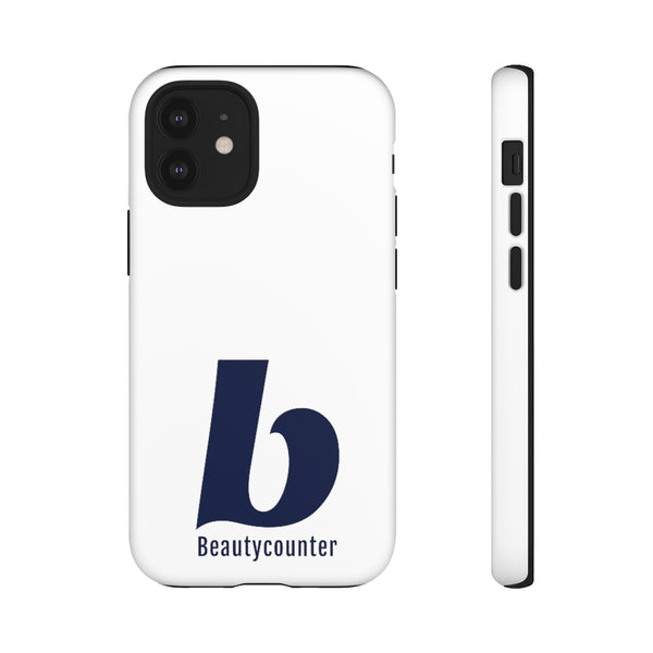 TOUGH Version Pretty Printing X Beautycounter Limited Edition Case White with navy logo