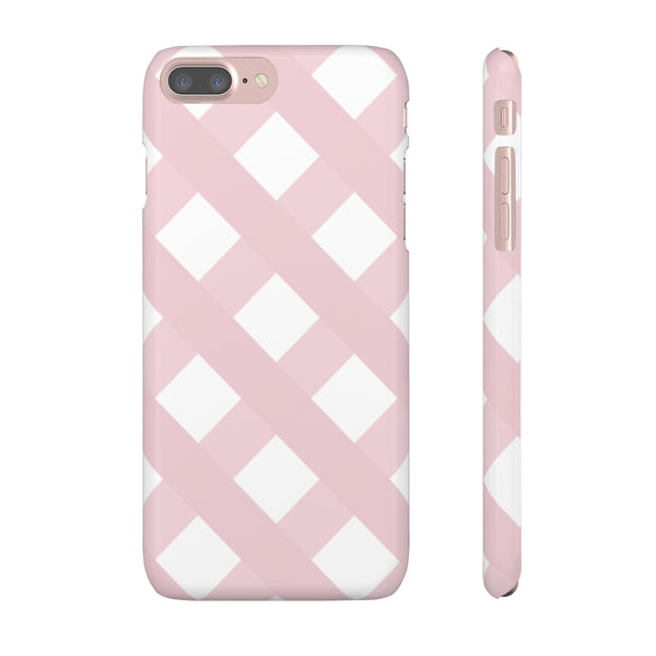 Gingham Blush + White Phone Case