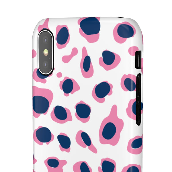 SLEEK Version Pretty Printing X Beautycounter Phone Case Preppy Leopard Navy + Pink Spots