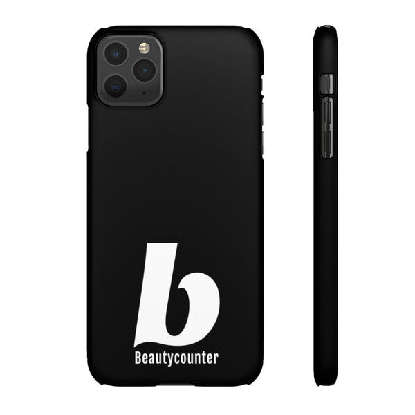 SLEEK Version Pretty Printing X Beautycounter Phone Case Black with White Logo