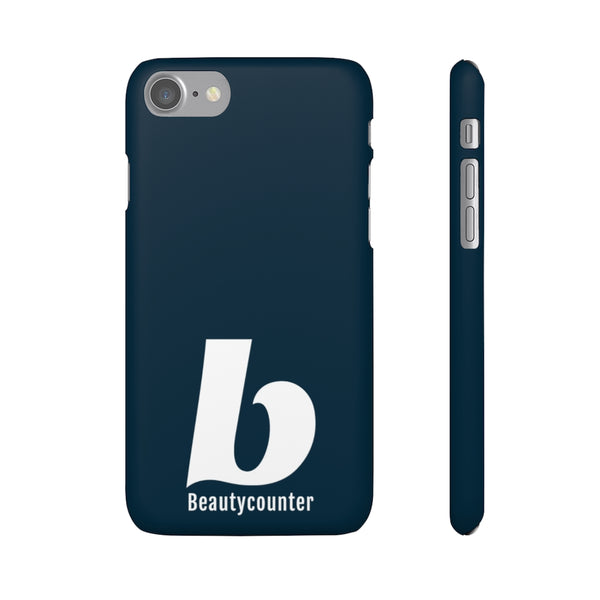 SLEEK Version Pretty Printing X Beautycounter Phone Case Navy with White Logo