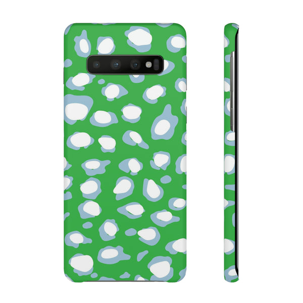 Preppy Leopard Kelly Green + Aqua Spots Protective Phone Case