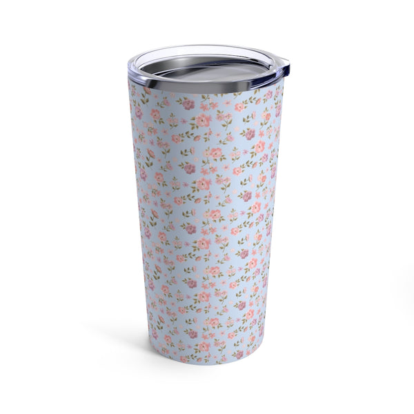 Preppy Disty Floral Tumbler in Blue Tumbler Drink stays cool 20oz Loveshackfancy Inspired