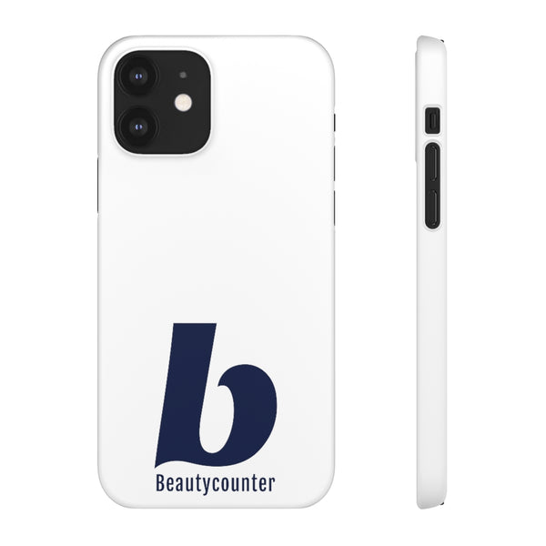 SLEEK Version Pretty Printing X Beautycounter Phone Case White with Navy Logo