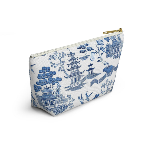 Chinoiserie, Toile, Blue and White Pattern - Accessory Zip Pouch Available in Two Sizes