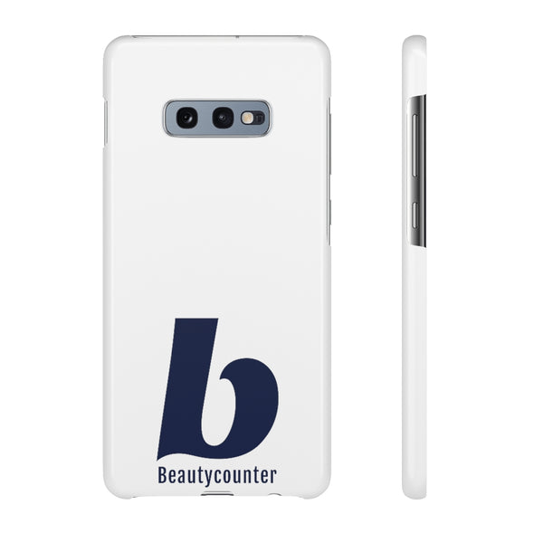 SLEEK Version Pretty Printing X Beautycounter Phone Case White with Navy Logo