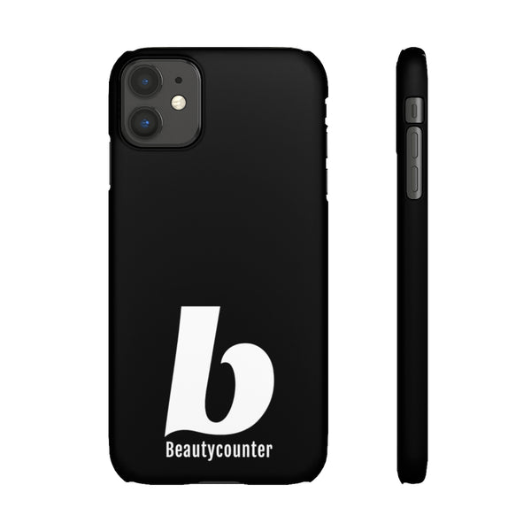 SLEEK Version Pretty Printing X Beautycounter Phone Case Black with White Logo