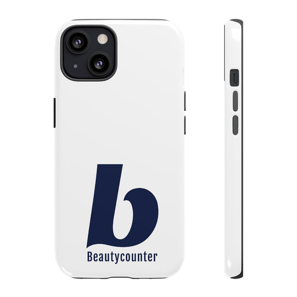 TOUGH Version Pretty Printing X Beautycounter Limited Edition Case White with navy logo