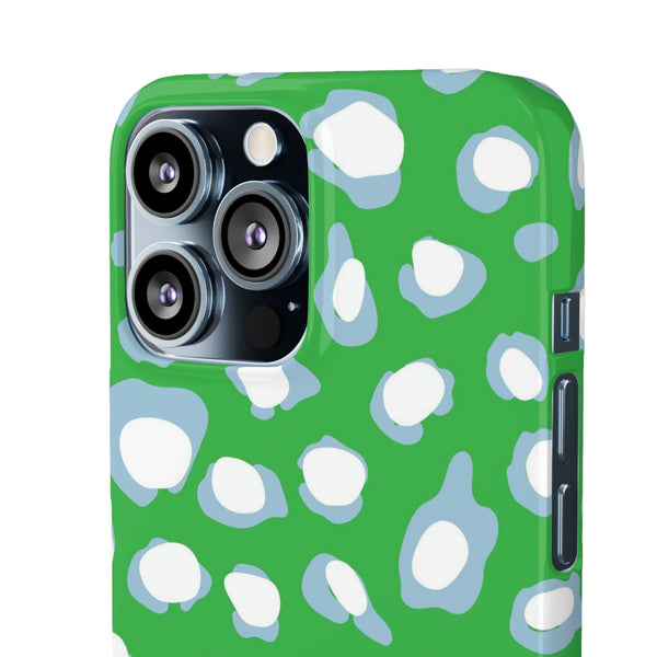 Preppy Leopard Kelly Green + Aqua Spots Protective Phone Case