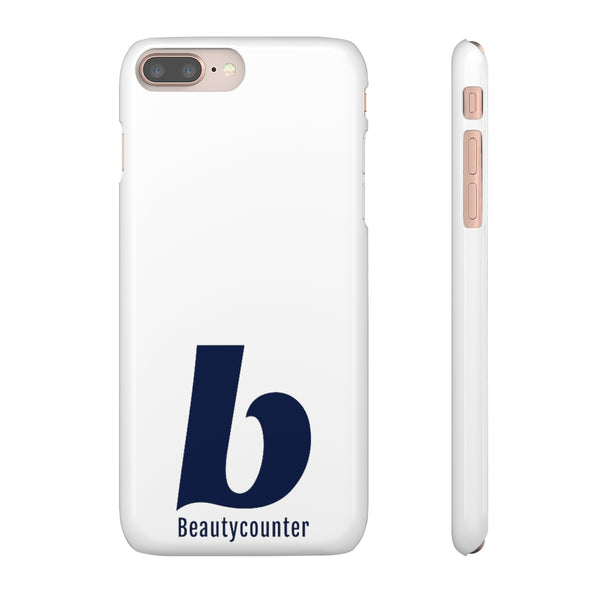 SLEEK Version Pretty Printing X Beautycounter Phone Case White with Navy Logo