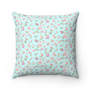 Floral Shabby Chic Love Shack Fancy Inspired pillow aqua with insert - zip closure feminine teen room ditsy floral